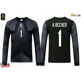 Brazilië Alisson Becker #1 Keeper Thuis tenue WK 2026 Lange Mouw